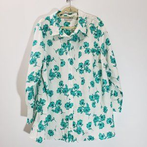 Woman Within Button Up Linen Long Sleeve Top